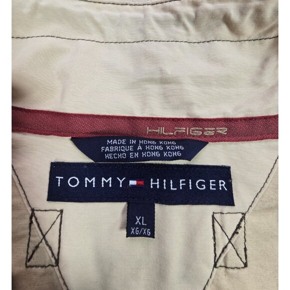 Tommy Hilfiger Beige Utility Field Jacket XL Full Zip Pockets Hong Kong Y2K - Picture 5 of 16